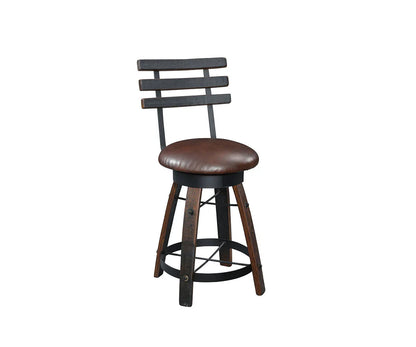 Tabouret pivotant de comptoir de luxe en forme de tonneau de whisky