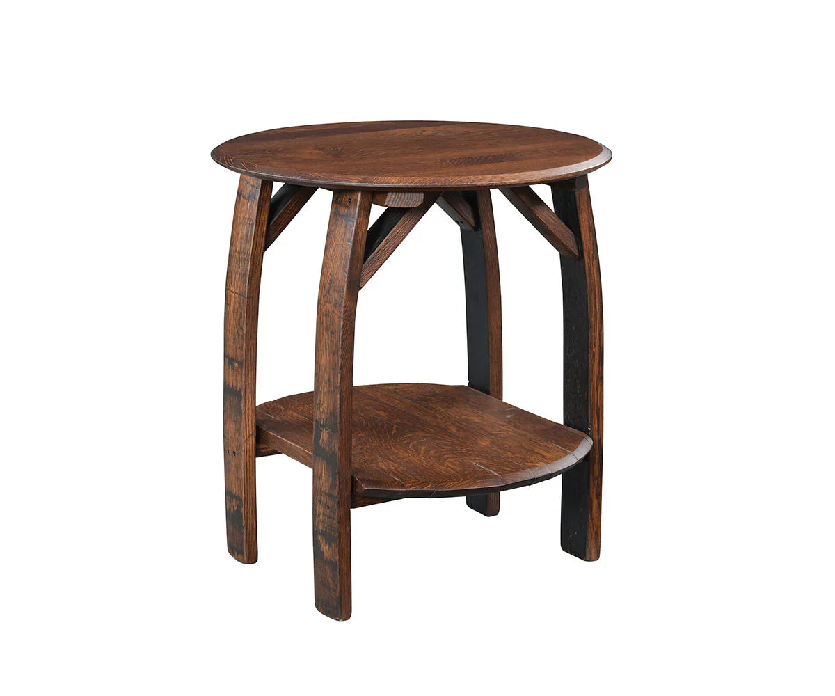 Table d'appoint ronde de luxe en forme de tonneau de whisky